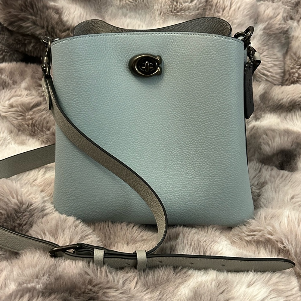 ‼️Coach Willow Aqua/Grey Color Block - Bucket Bag